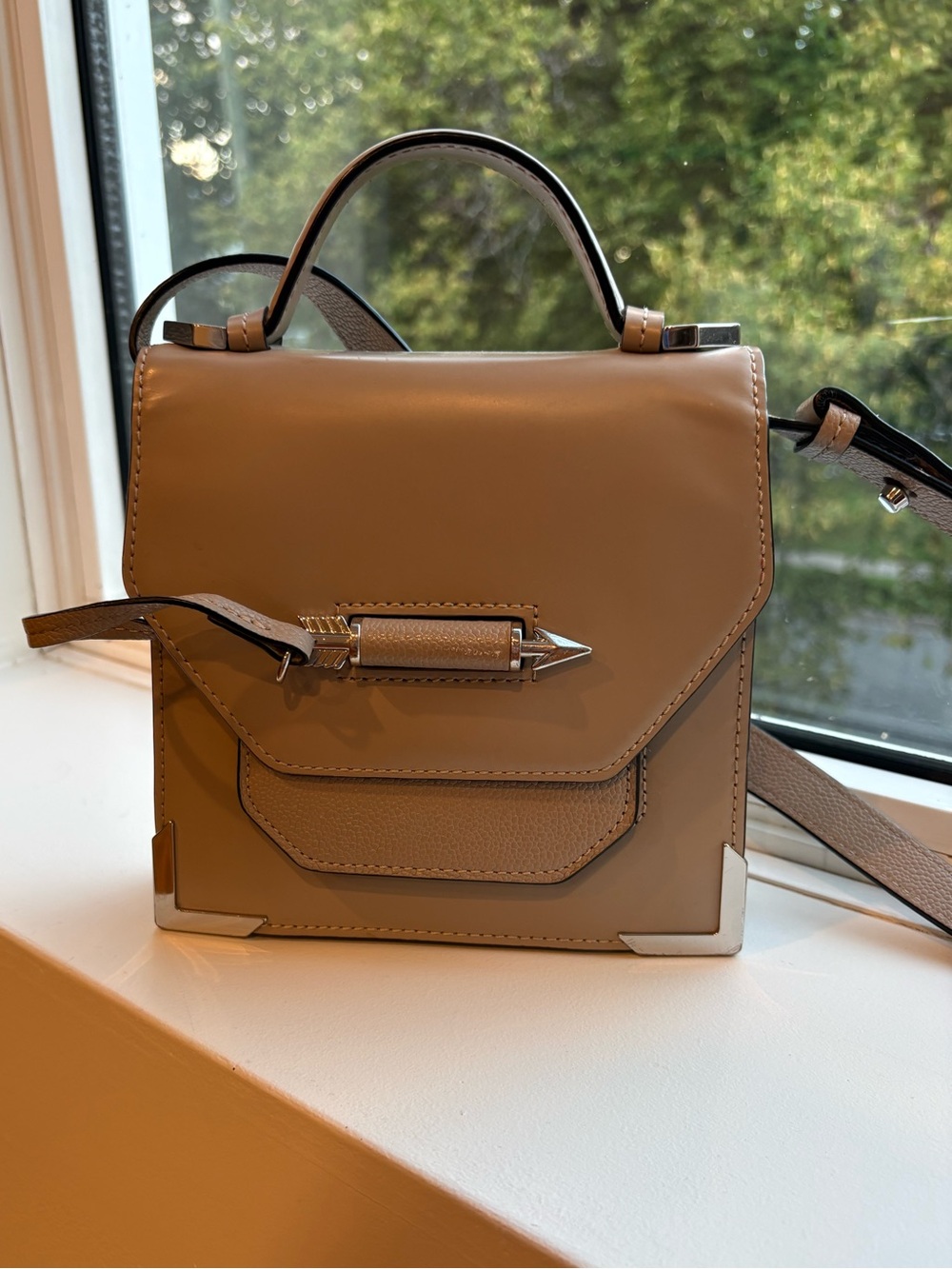 Mackage Neutral Beige Crossbody with Top Handle